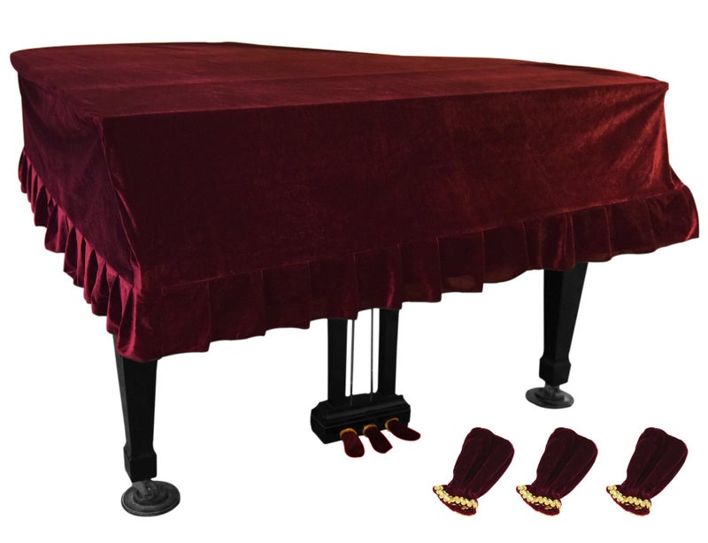 NKTM Grand Piano Cover, NKTM Dustproof Piano Washable with Velvet Soft Bordered Triangle Decorated Protective Cover Cloth (65" x 59" x 20" ) - Image 1